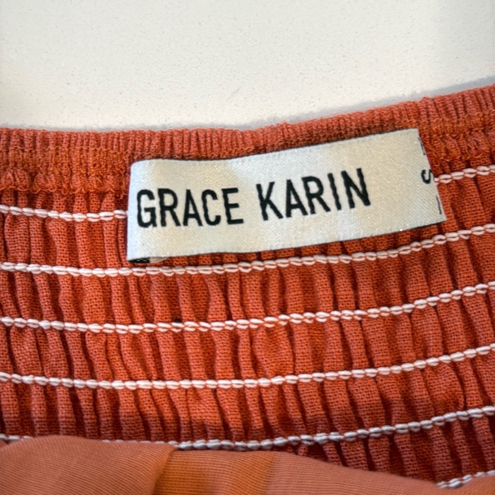 Grace Karin Rust Color Maxi Dress Summer Flowy Cotton Spaghetti Strap S - Picture 2 of 16